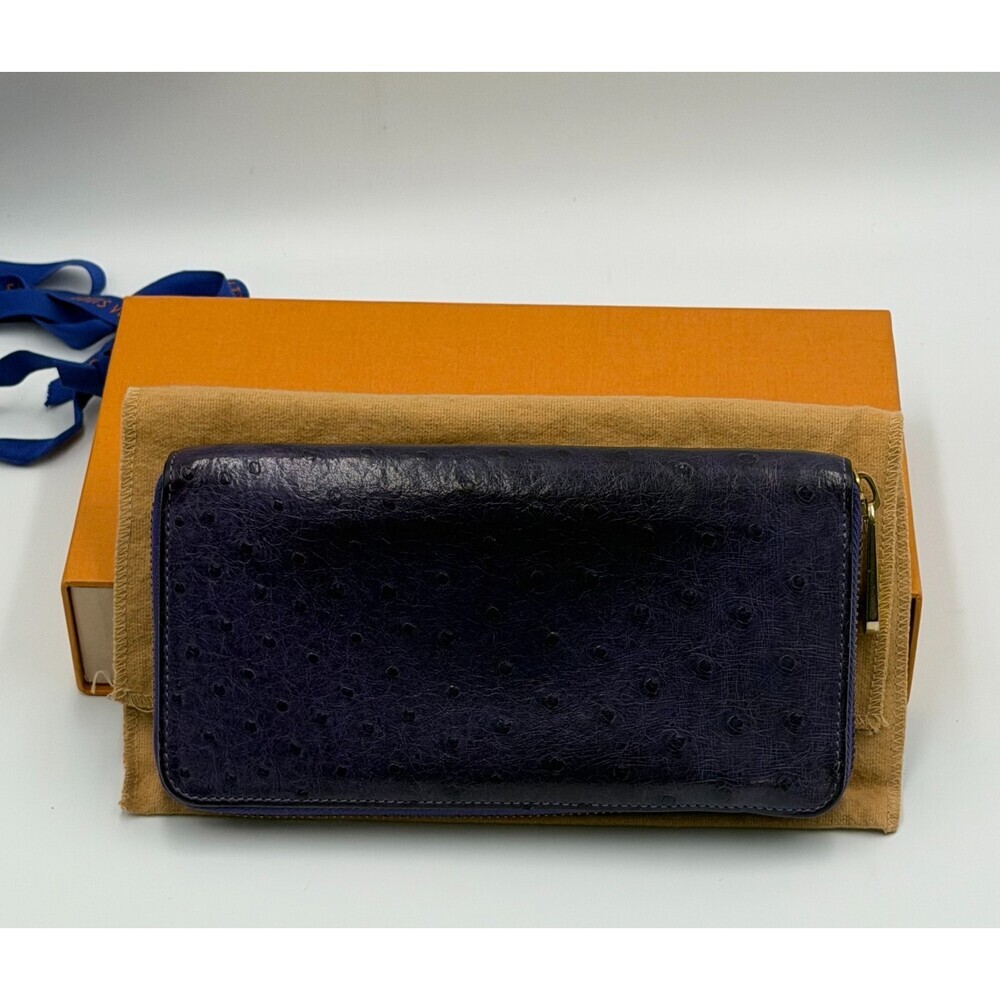 Louis Vuitton Monogram Zippy Organizer Wallet Women's Blue Ostrich Leather - Picture 10 of 15